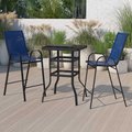 Flash Furniture 3 Piece Glass Bar Patio Table Set with 2 Barstools TLH-073H092H-NV-GG